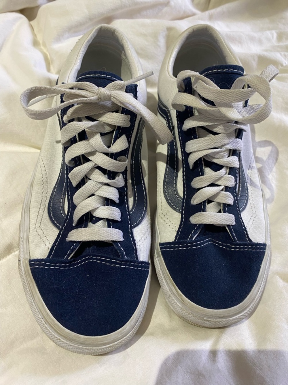 Vans Navy and White Low-Top Sneakers